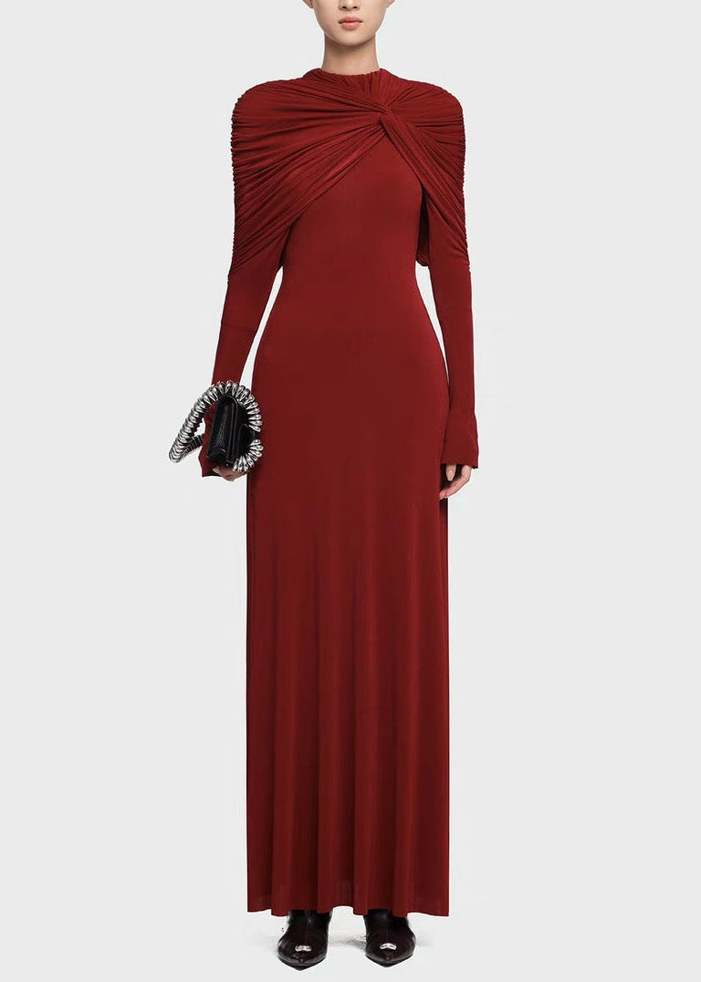 Drina Ruch Shawl Maxi Dress In Red