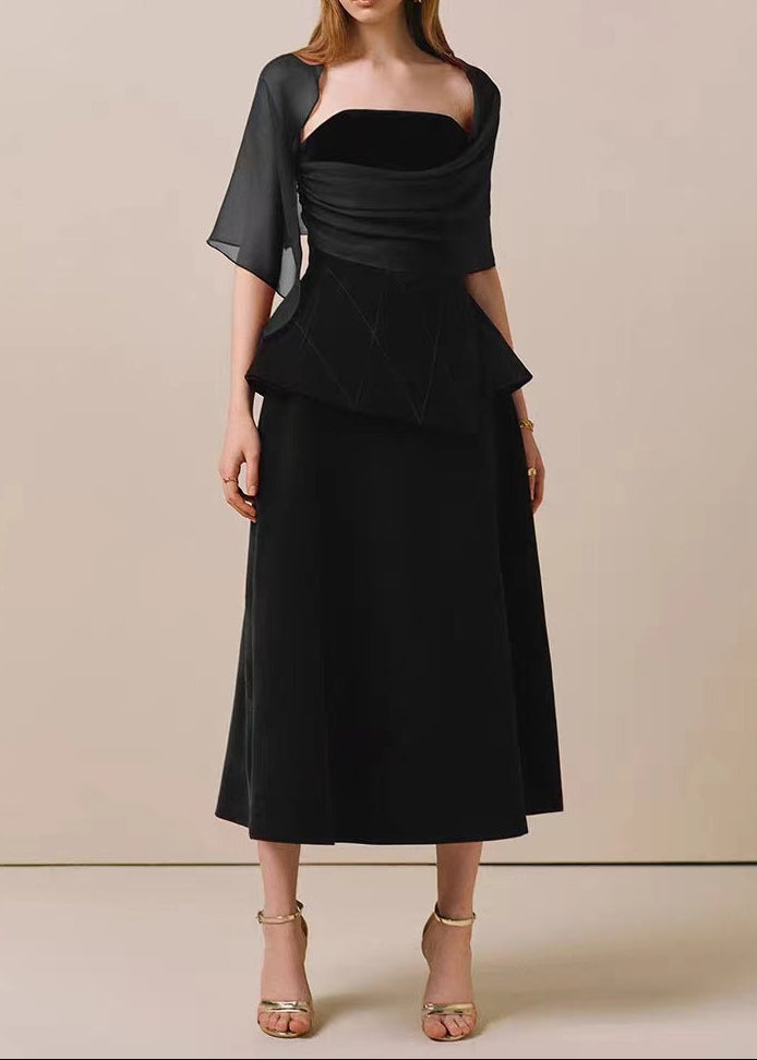 Bogomil Mesh Shawl Maxi Dress In Black