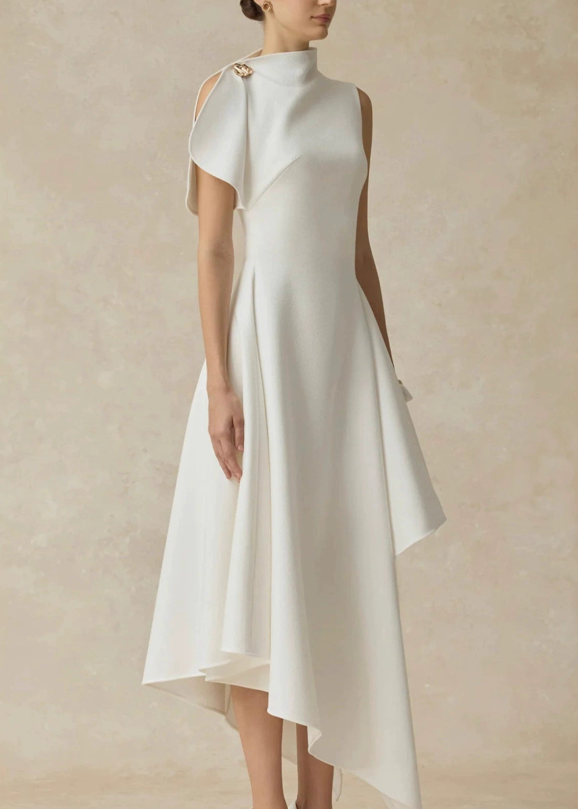 Dorthe Asymmetric Ruffle Midi Dress