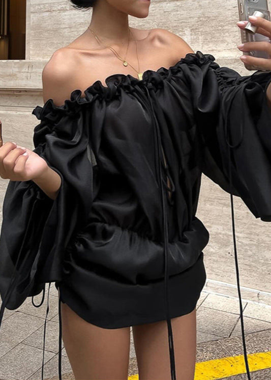 Kiki  Mesh Backless Lace Up Mini Dress In Black