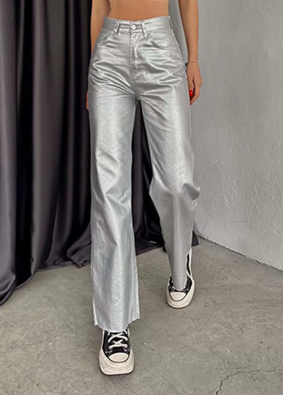 Omya Metallic Jeans In Silver