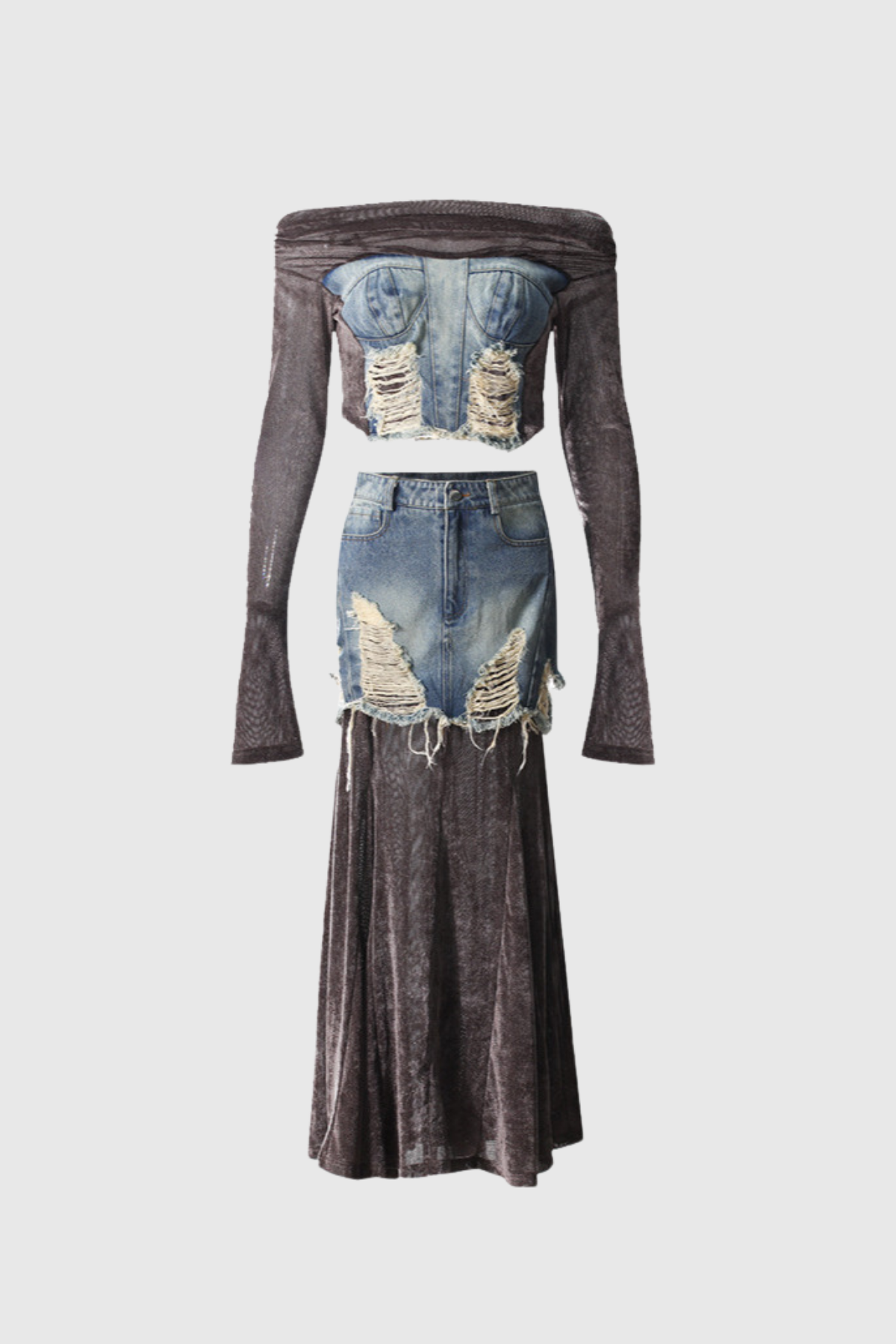 Abilyx Mesh Off Shoulder Deconstruct Set