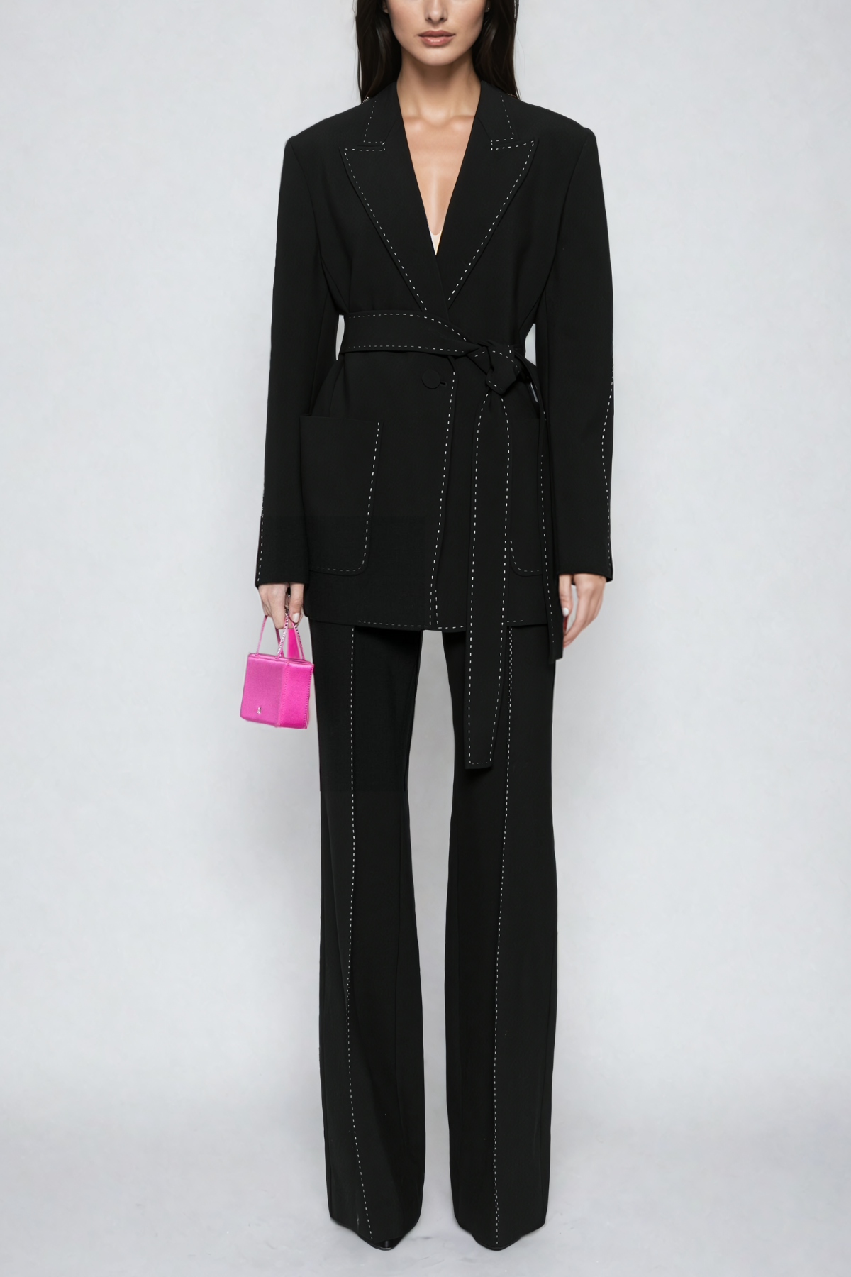 Adalinde Plunge Lace Up Pants Set