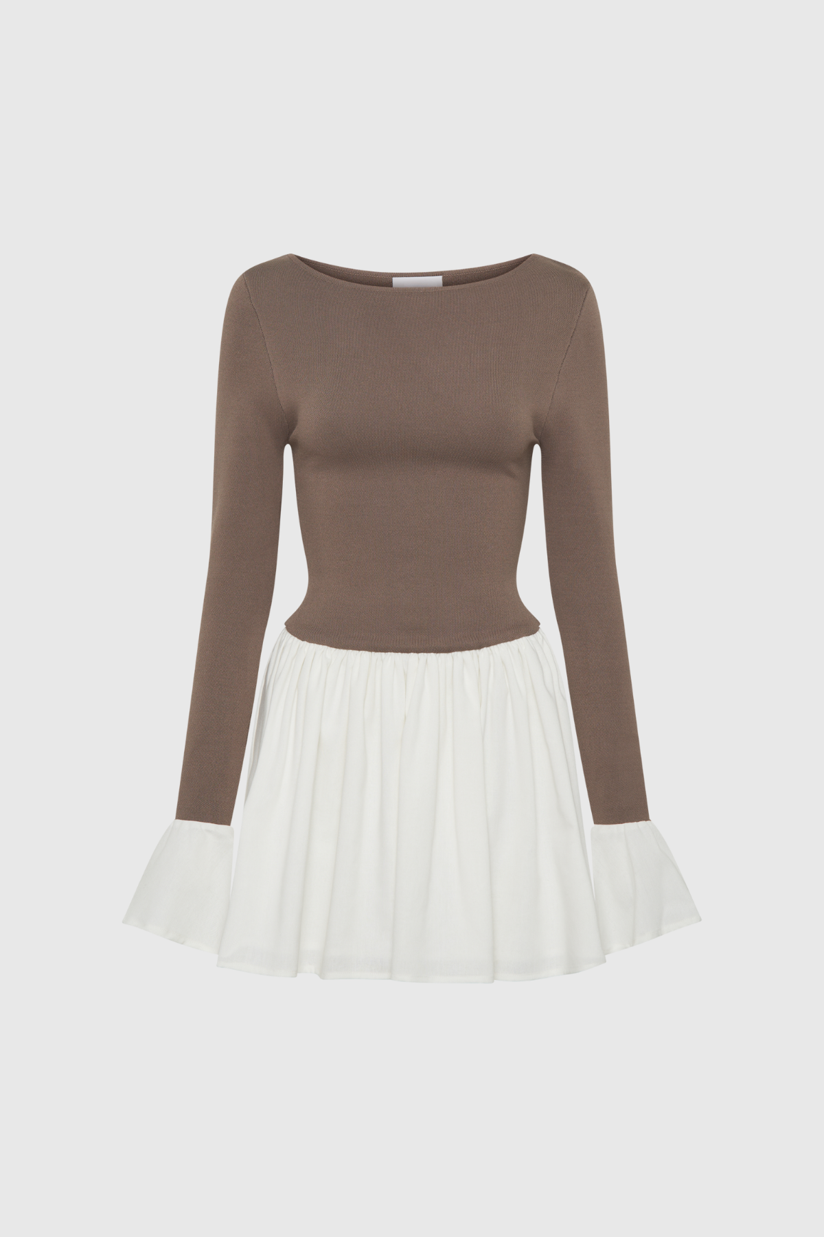 Adannaya Deconstruct Ruffle Bodycon Mini Dress In Brown