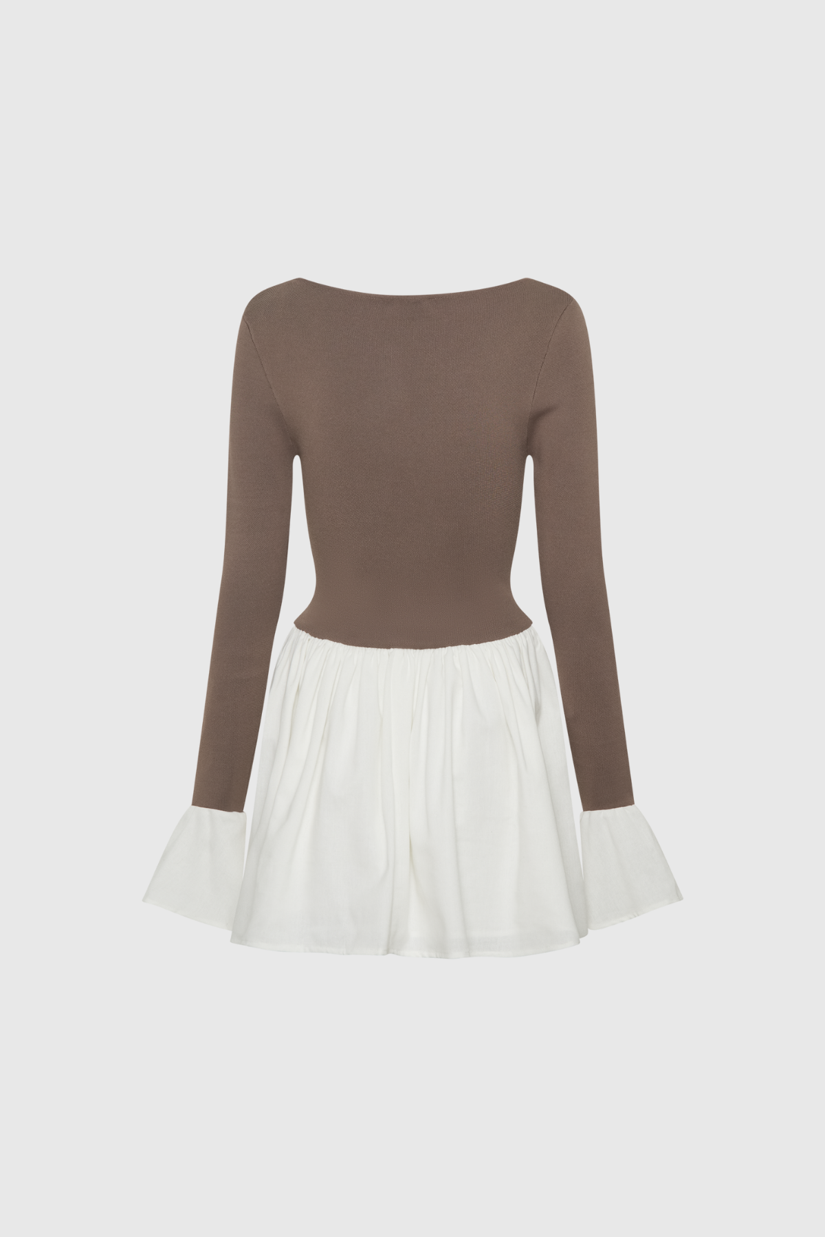 Adannaya Deconstruct Ruffle Bodycon Mini Dress In Brown