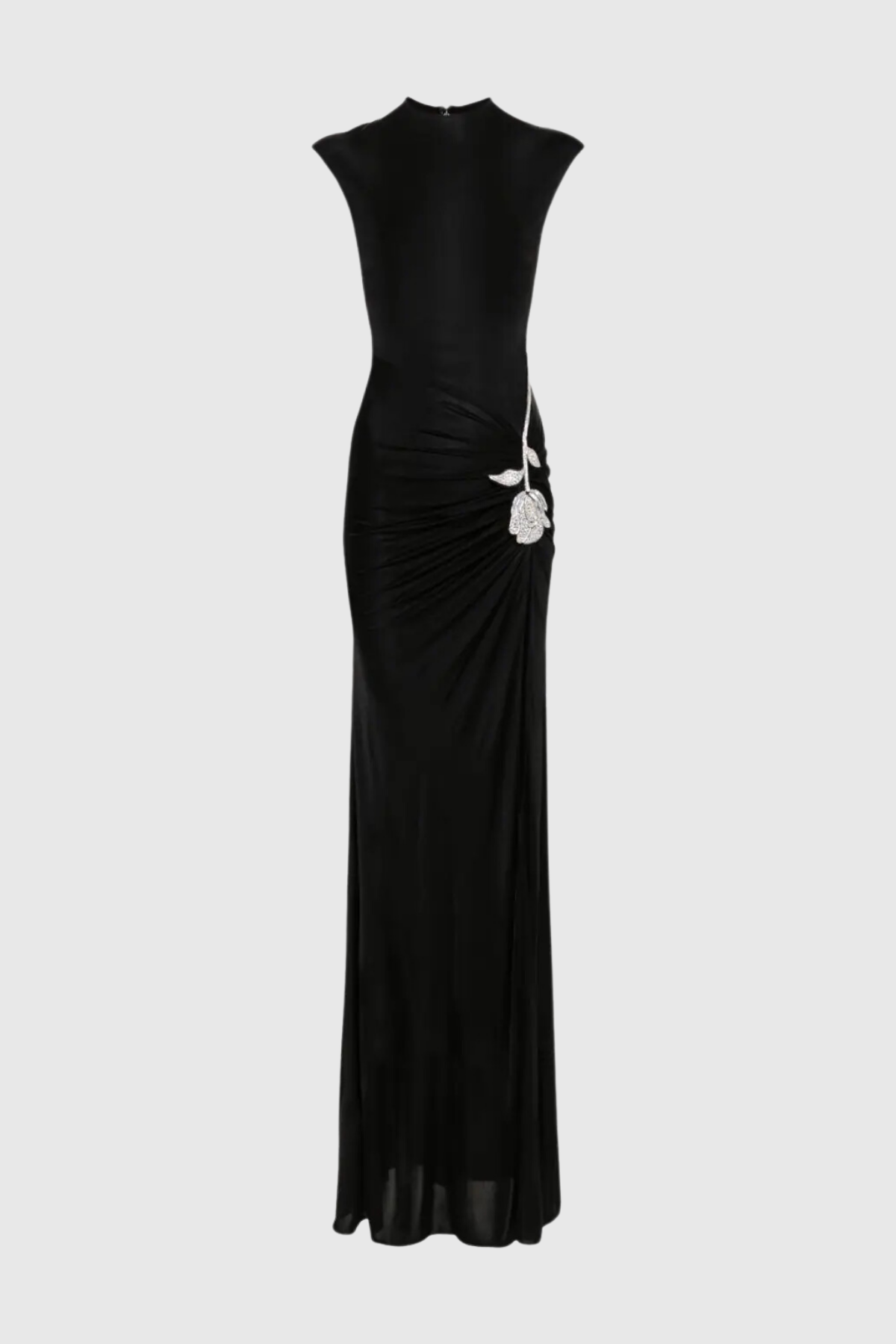 Admetus Rhinestone Flower Split Maxi Dress