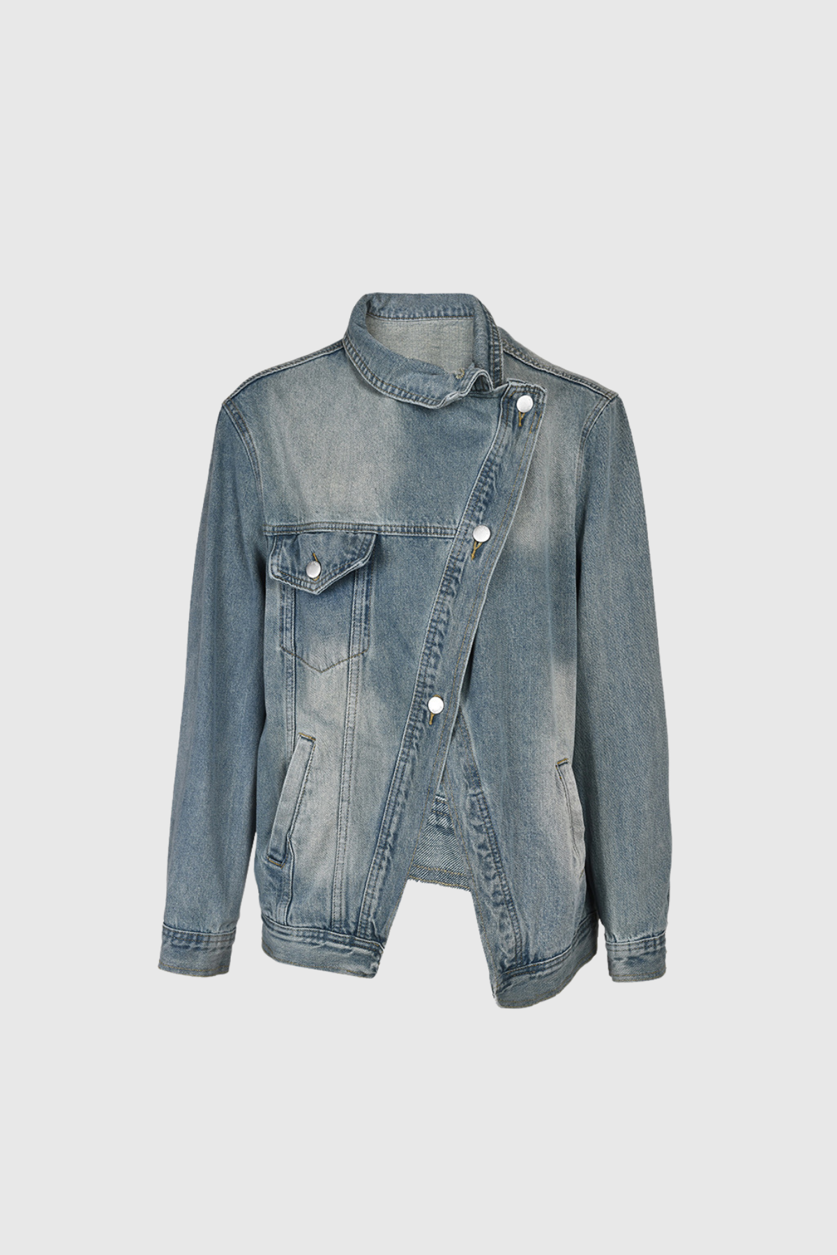 Alyra Deconstruct Asymmetric Denim Jacket