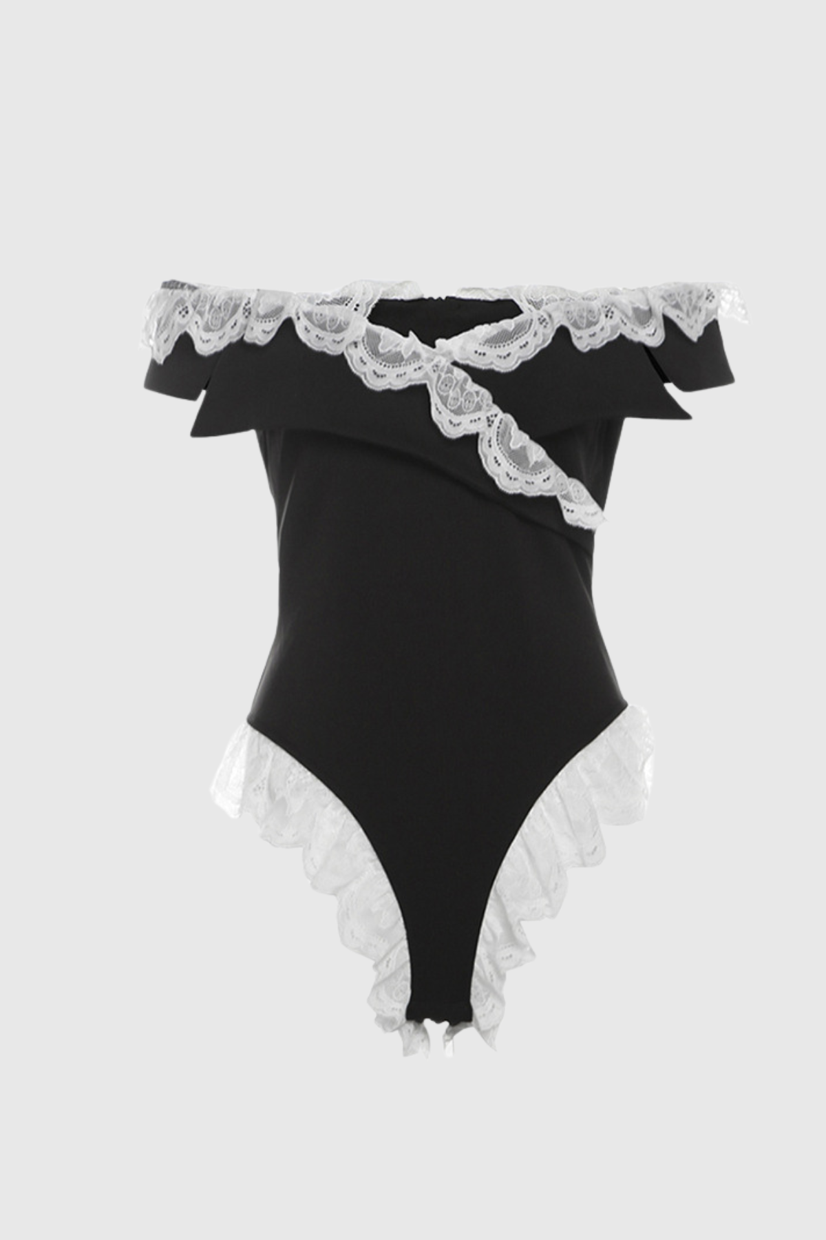 Baam Off Shoulder Lace Cross Bodysuit