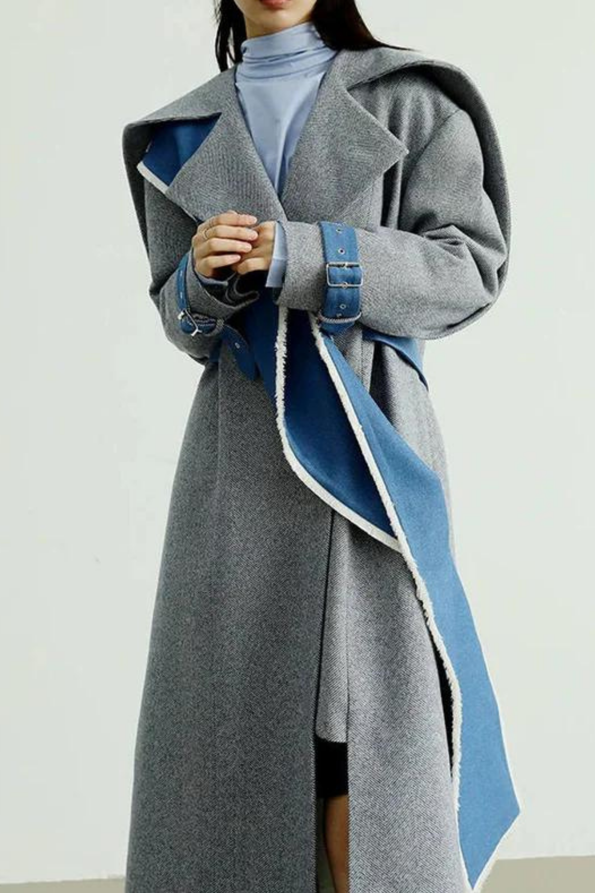 Strepa Patchwork Lapel Coat