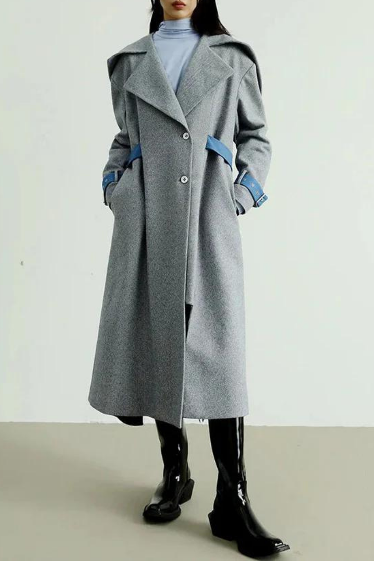 Strepa Patchwork Lapel Coat