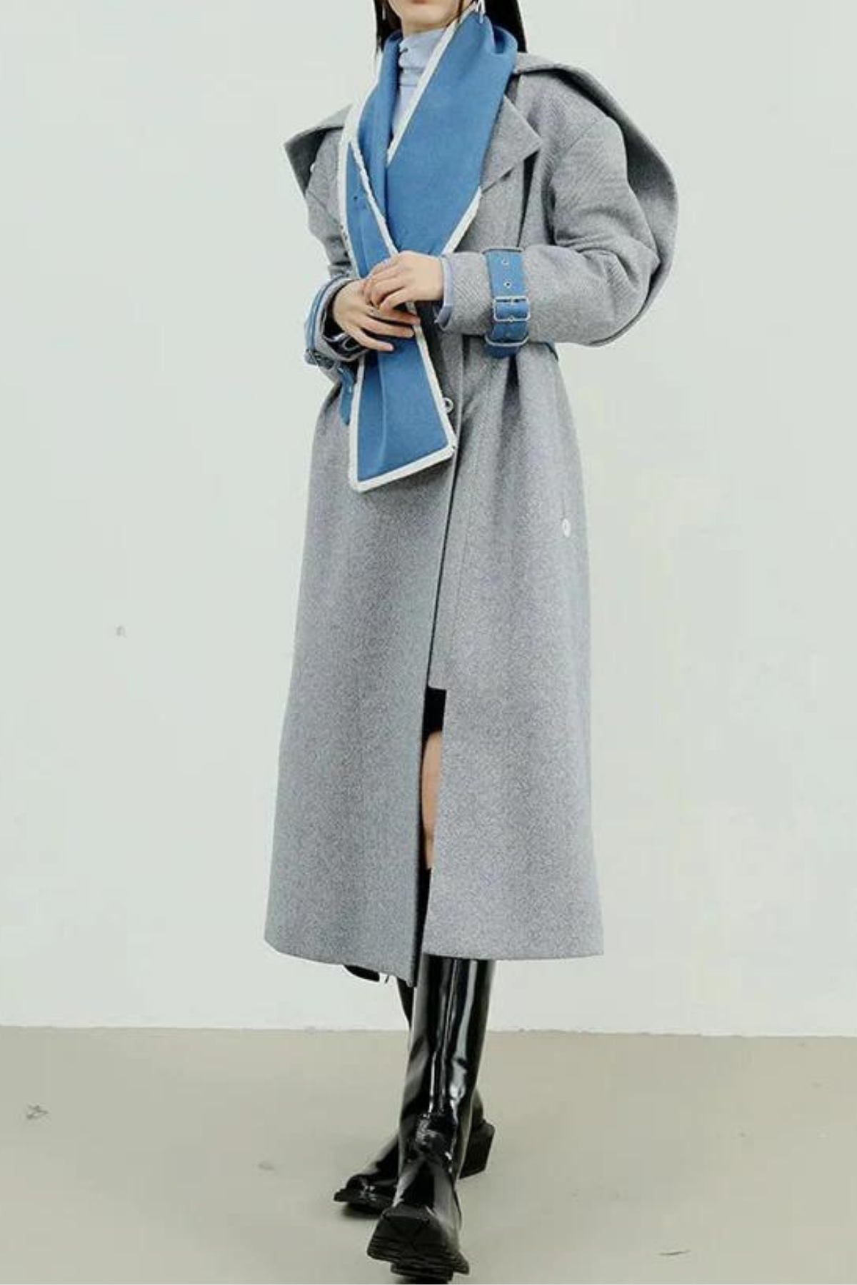 Strepa Patchwork Lapel Coat