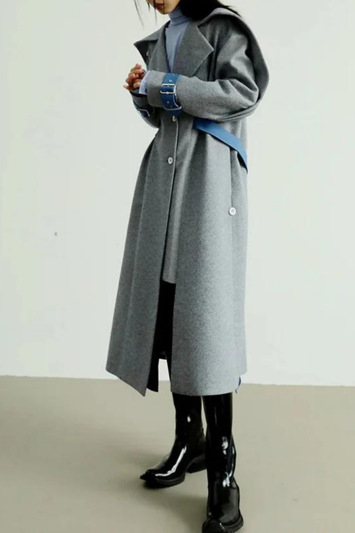 Strepa Patchwork Lapel Coat