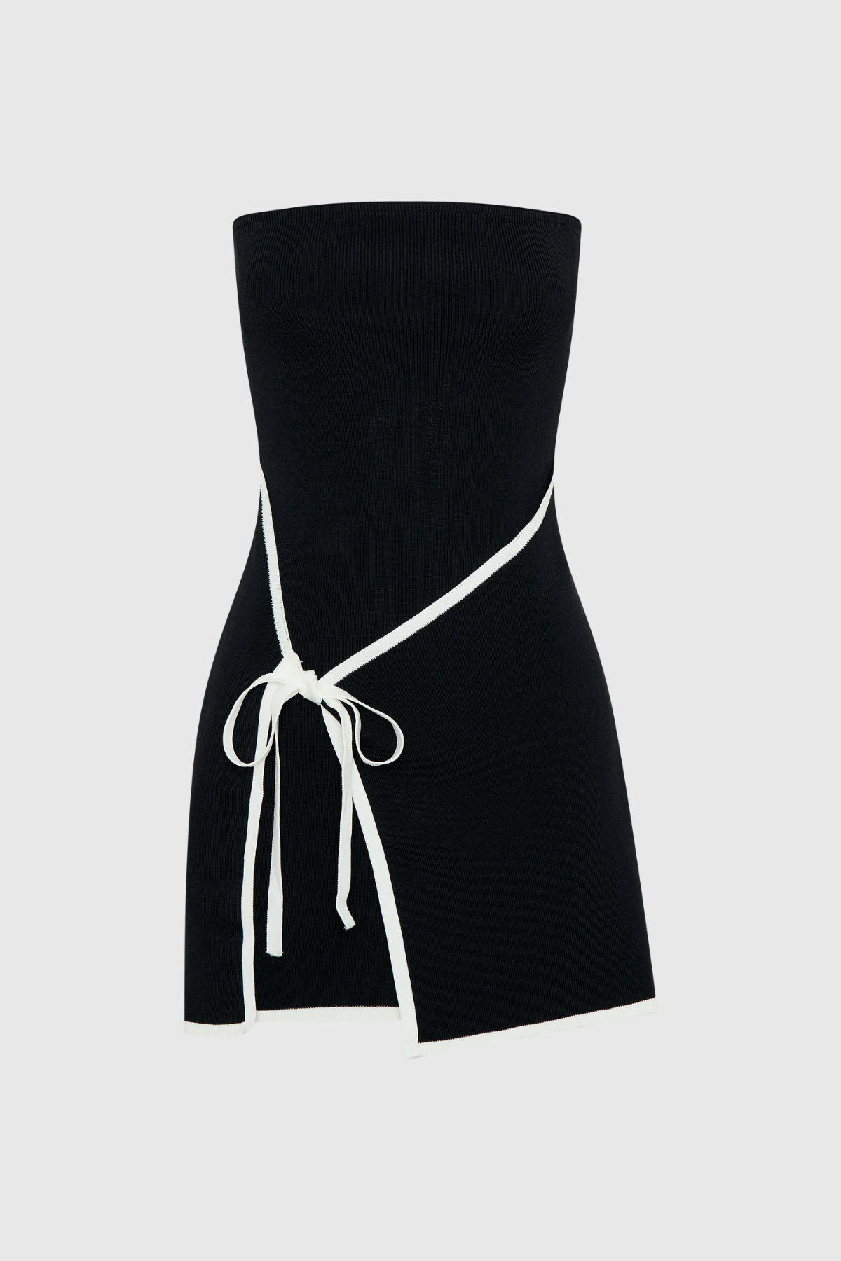 Aero Strapless Lace Up Knit Mini Dress In Black