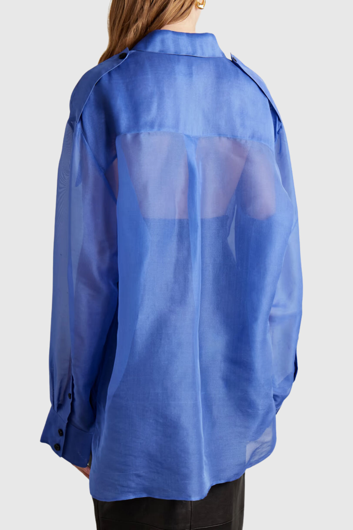 Kaizen Mesh See Through Shirt In Blue