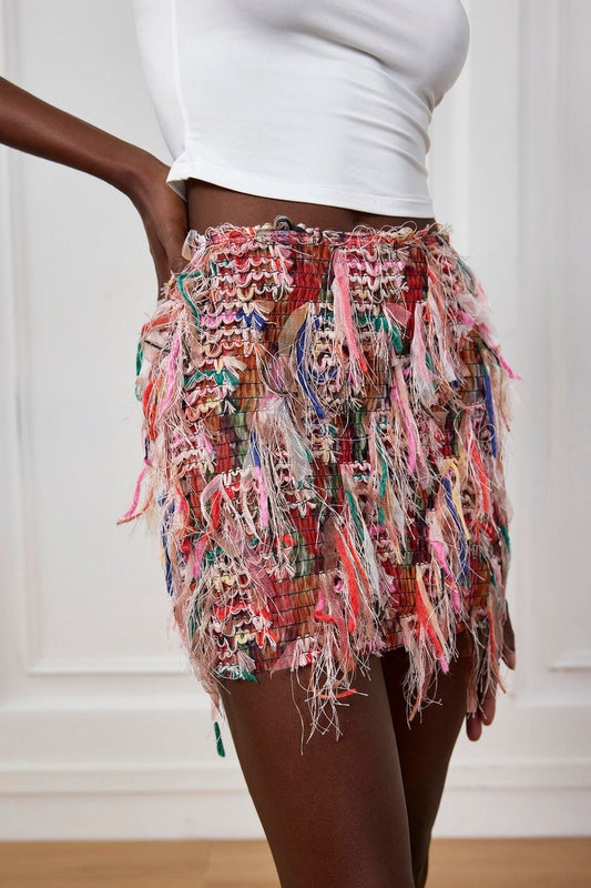 Arushi Fringe Stripe Mini Skirt