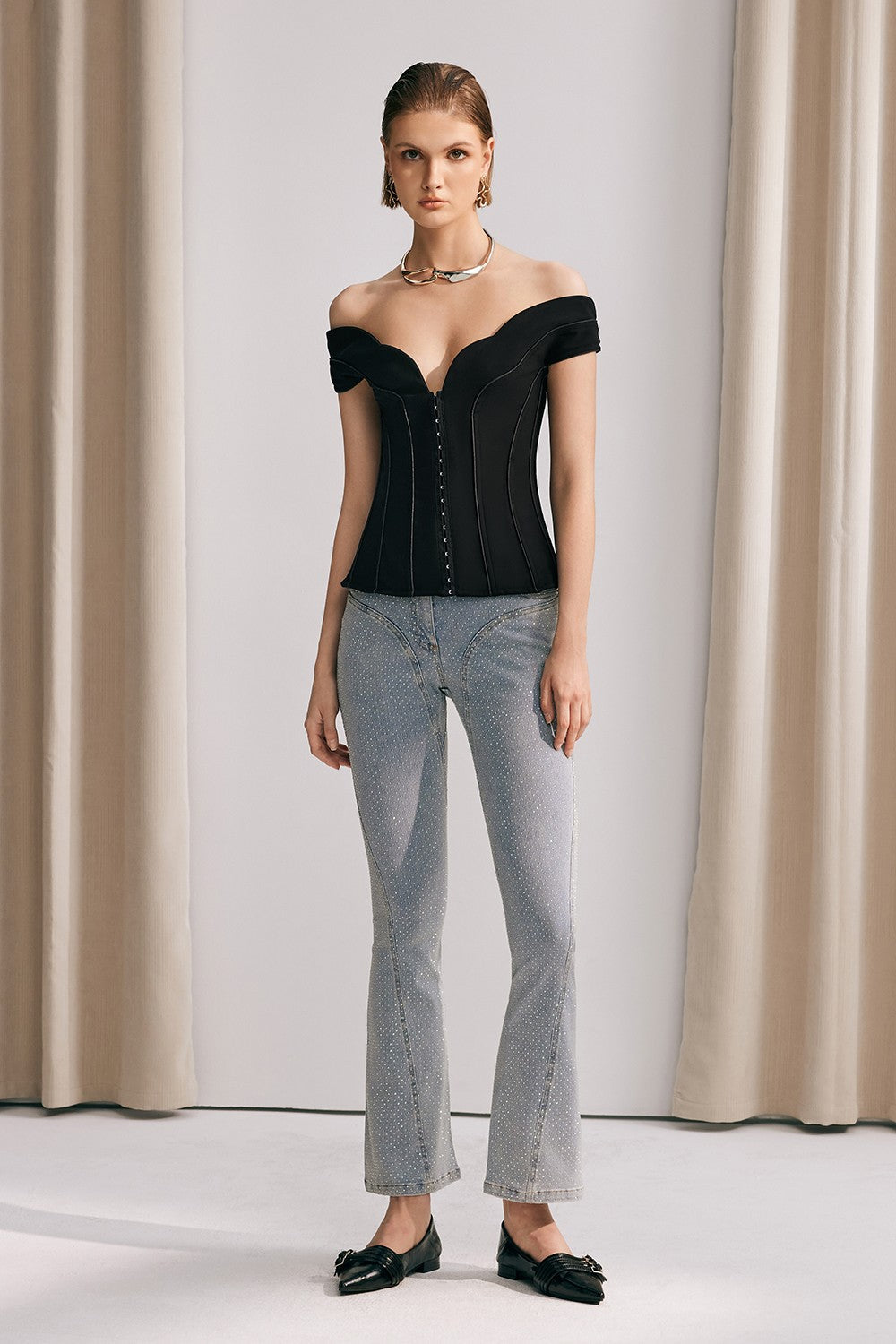 Kareem Rhinestone Embellished Jeans