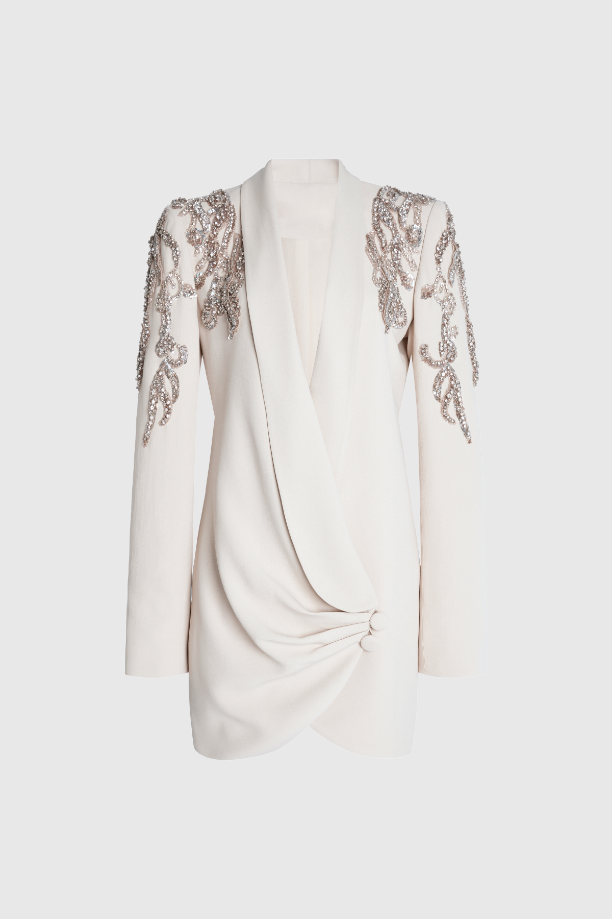 Aliyya Rhinestone Ruch Plunge Blazer Mini Dress