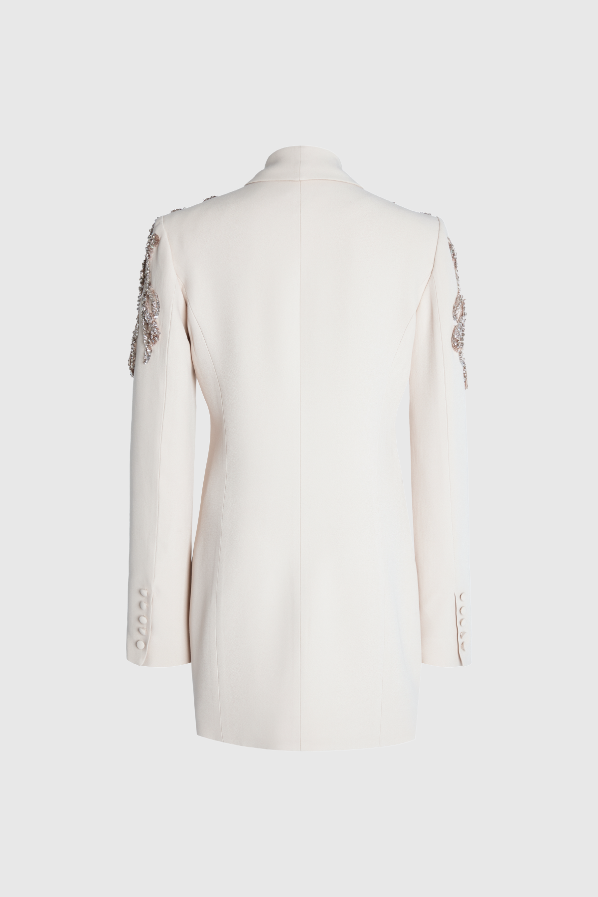 Aliyya Rhinestone Ruch Plunge Blazer Mini Dress