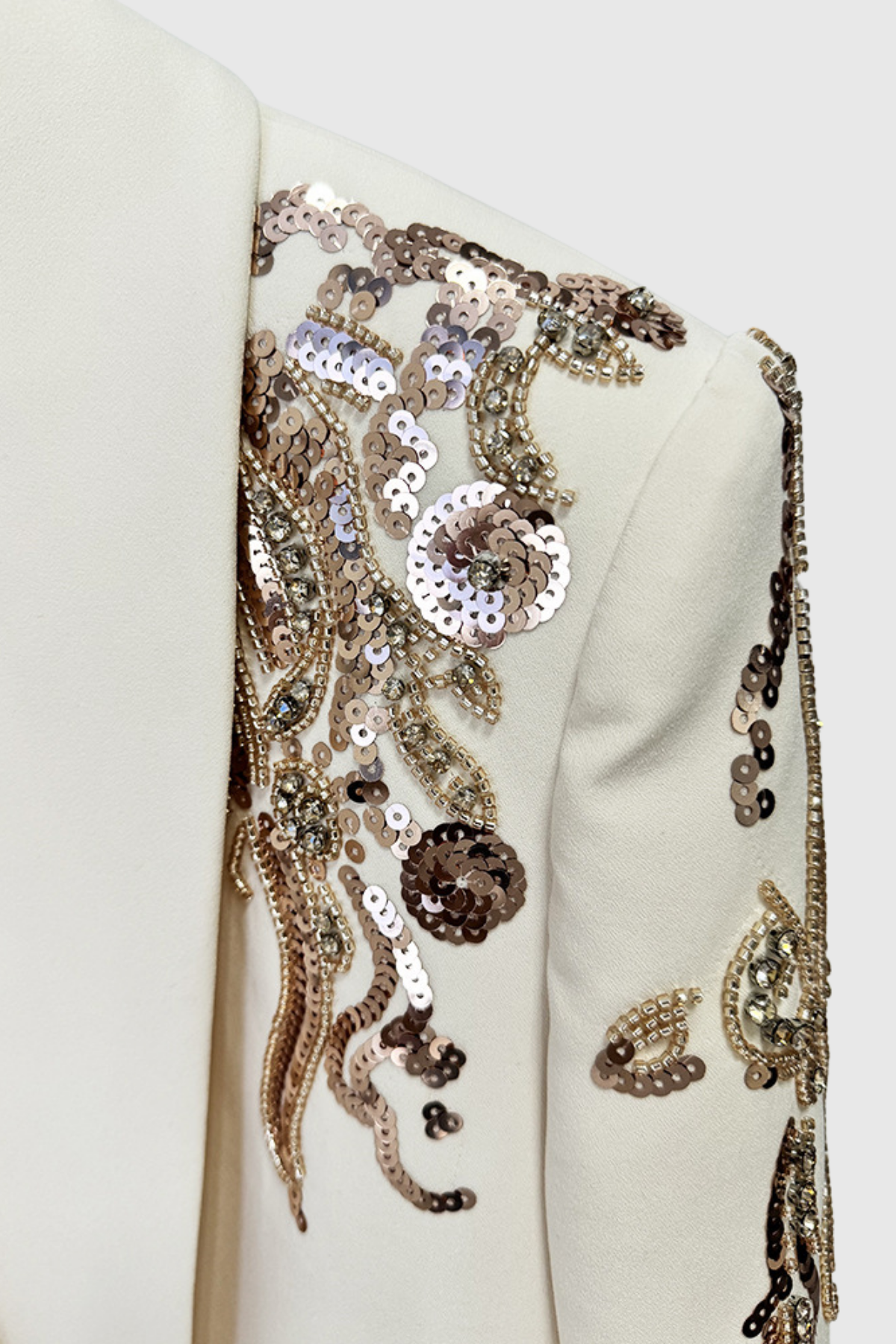 Aliyya Rhinestone Ruch Plunge Blazer Mini Dress