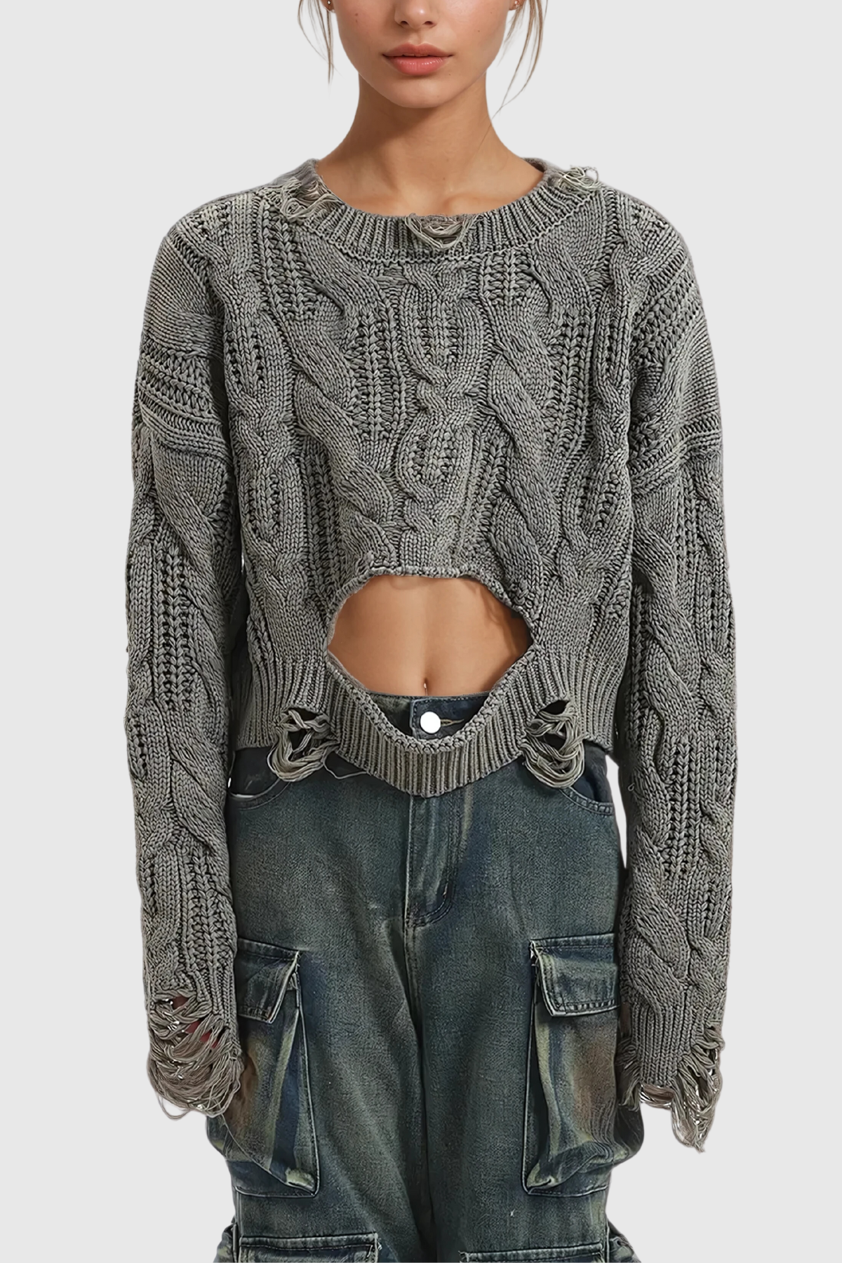 Alkasim Torn Asymmetric Knit Top