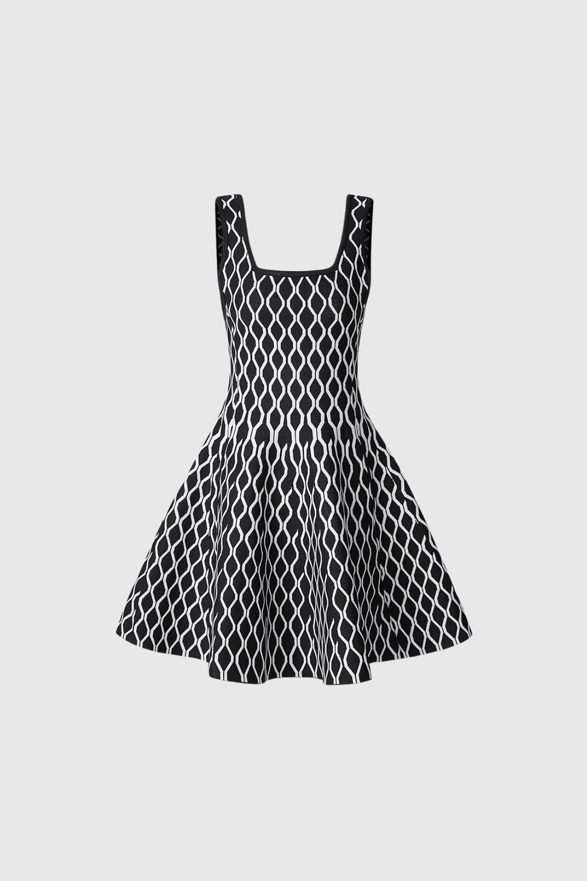 Annibale Grid Sleeveless Ruffle Knit Mini Dress