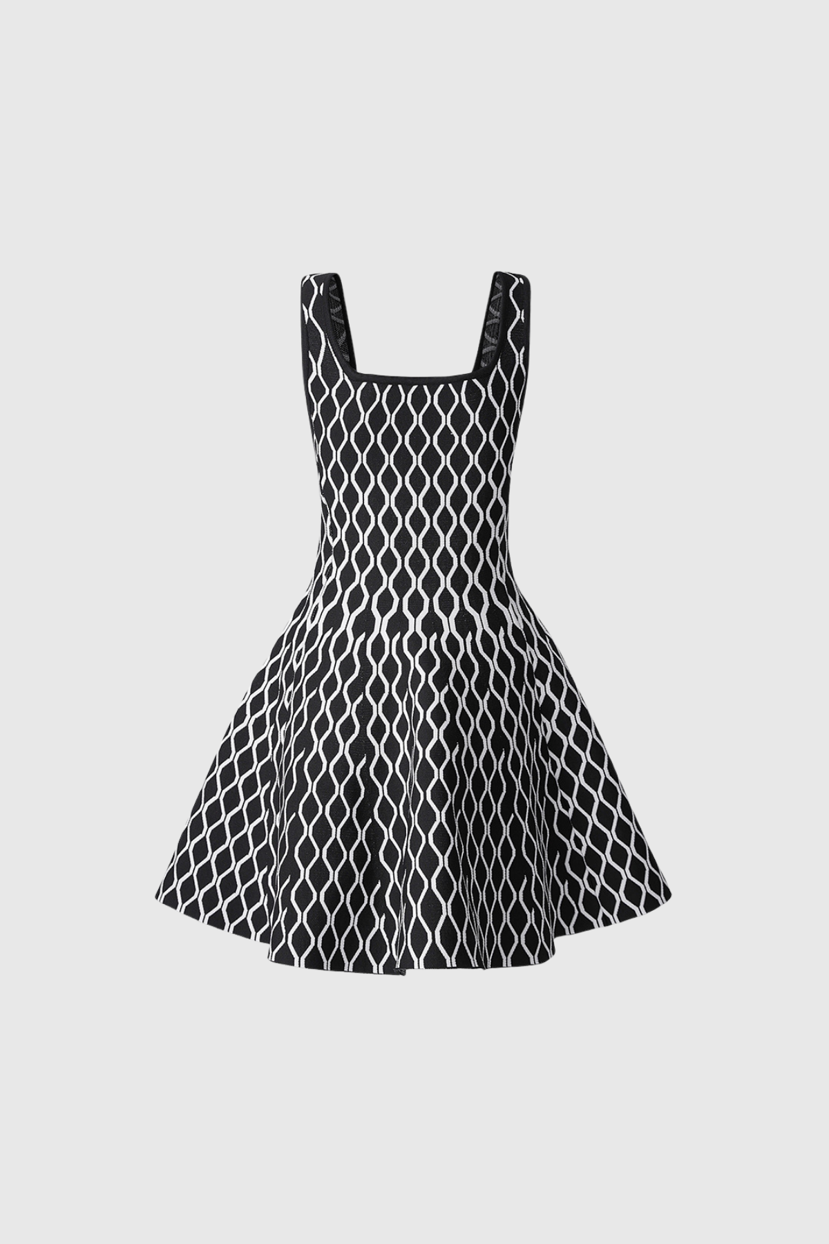 Annibale Grid Sleeveless Ruffle Knit Mini Dress