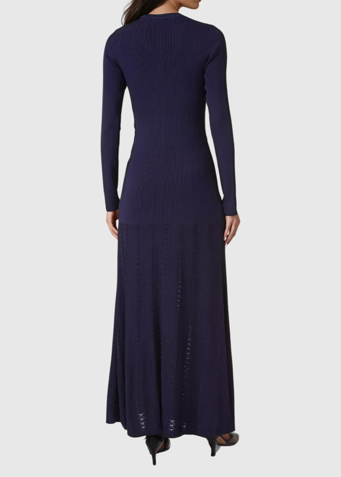 Annette Button Ruffle Knit Maxi Dress