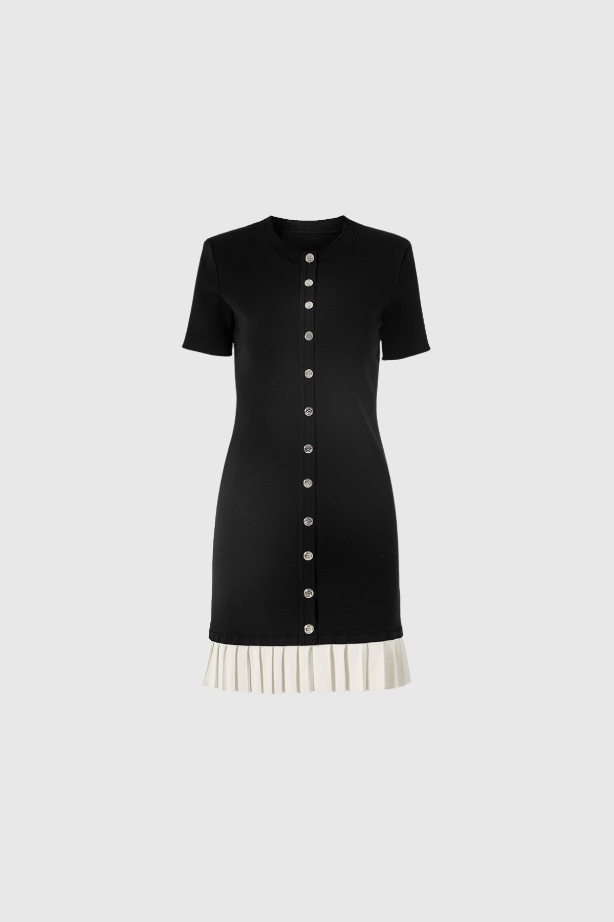 Anneke Button Ruffle Short Sleeve Mini Dress