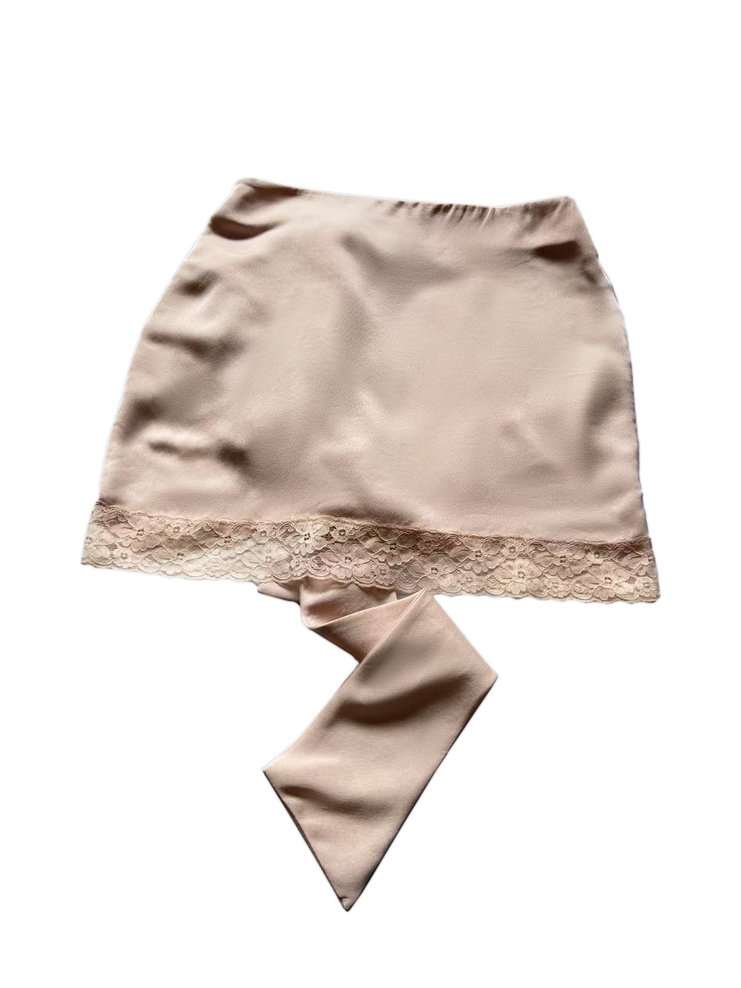 Antonina Lace Up Bow Satin Skirt In Pink