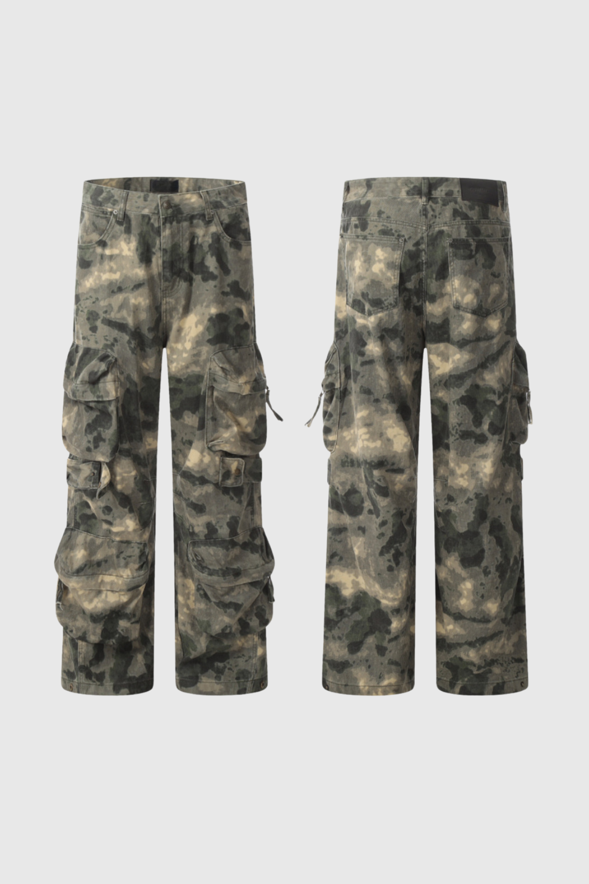 Argyle Camouflage Print Cargo Jeans