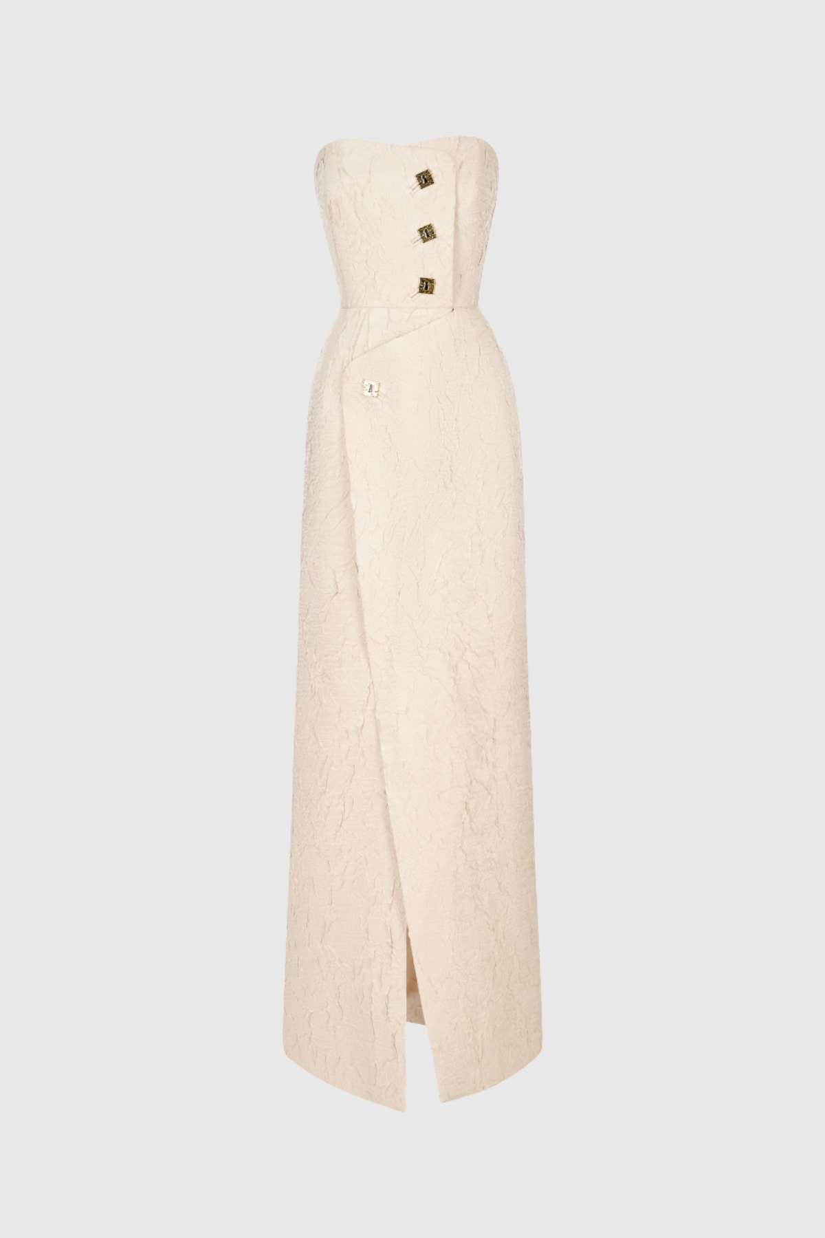 Arch Strapless Button Split Maxi Dress