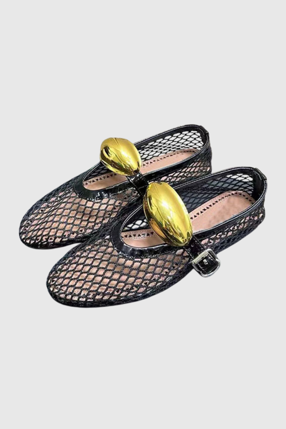 Esmeree Hollow Buckle Fishnet Flats