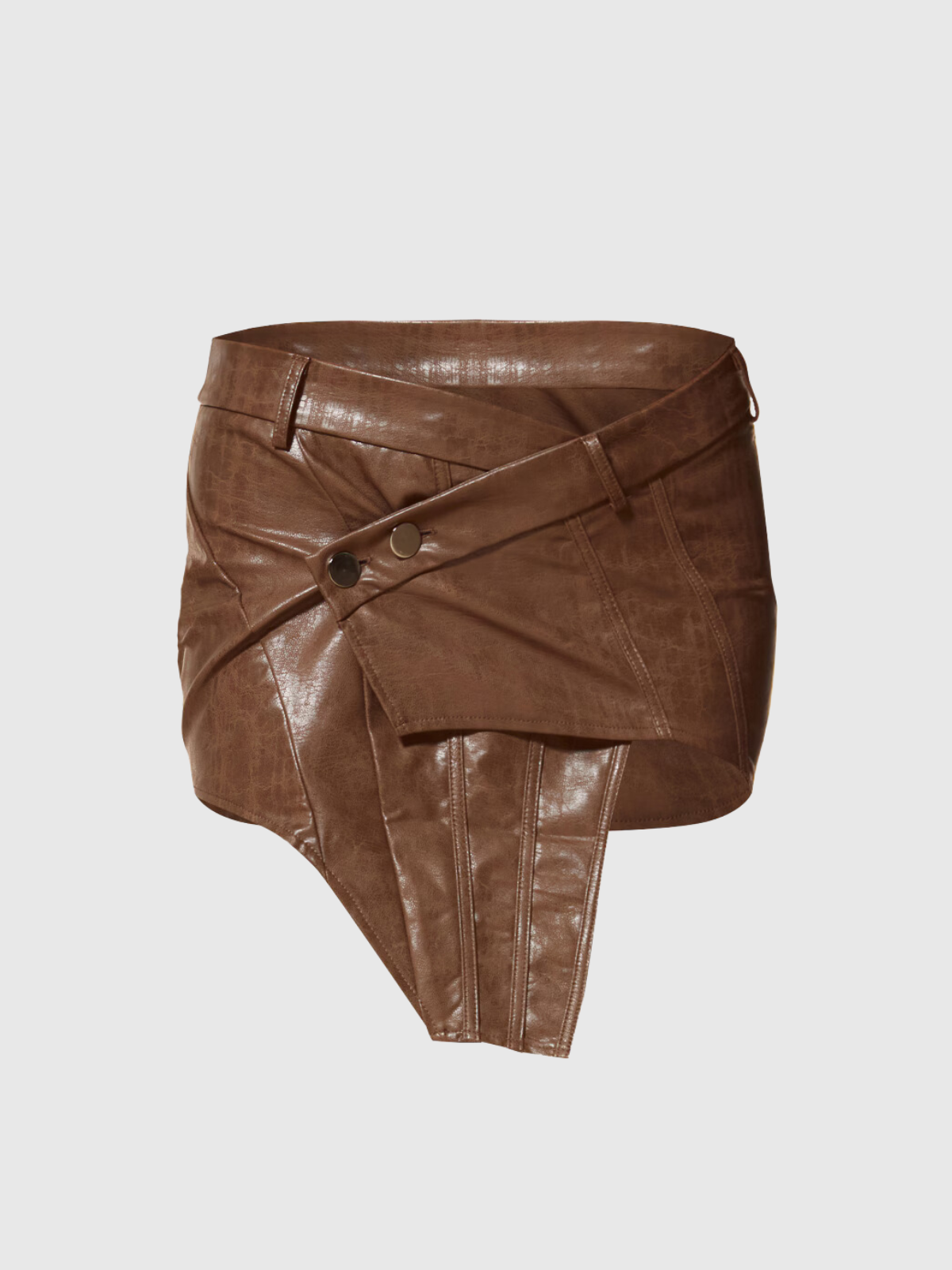 Sabryn Cross Asymmetric Leather Skirt