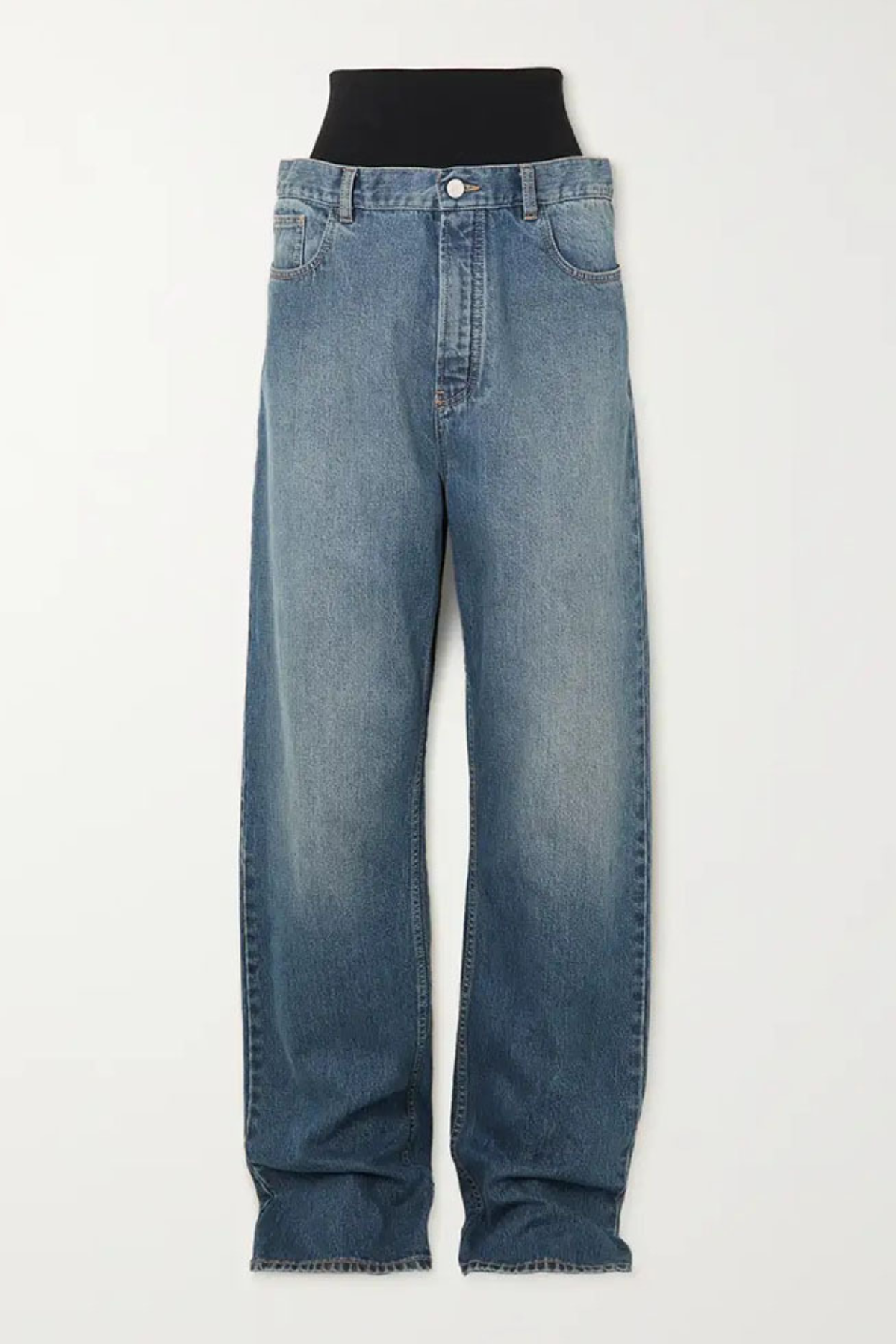 Omilaní High Rise Patchwork Jeans In Blue