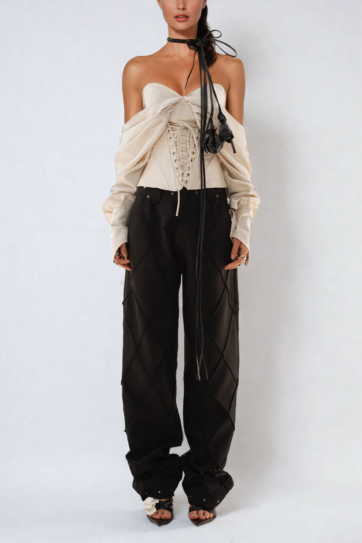 Cabo Off Shoulder Lace Up Corset Top