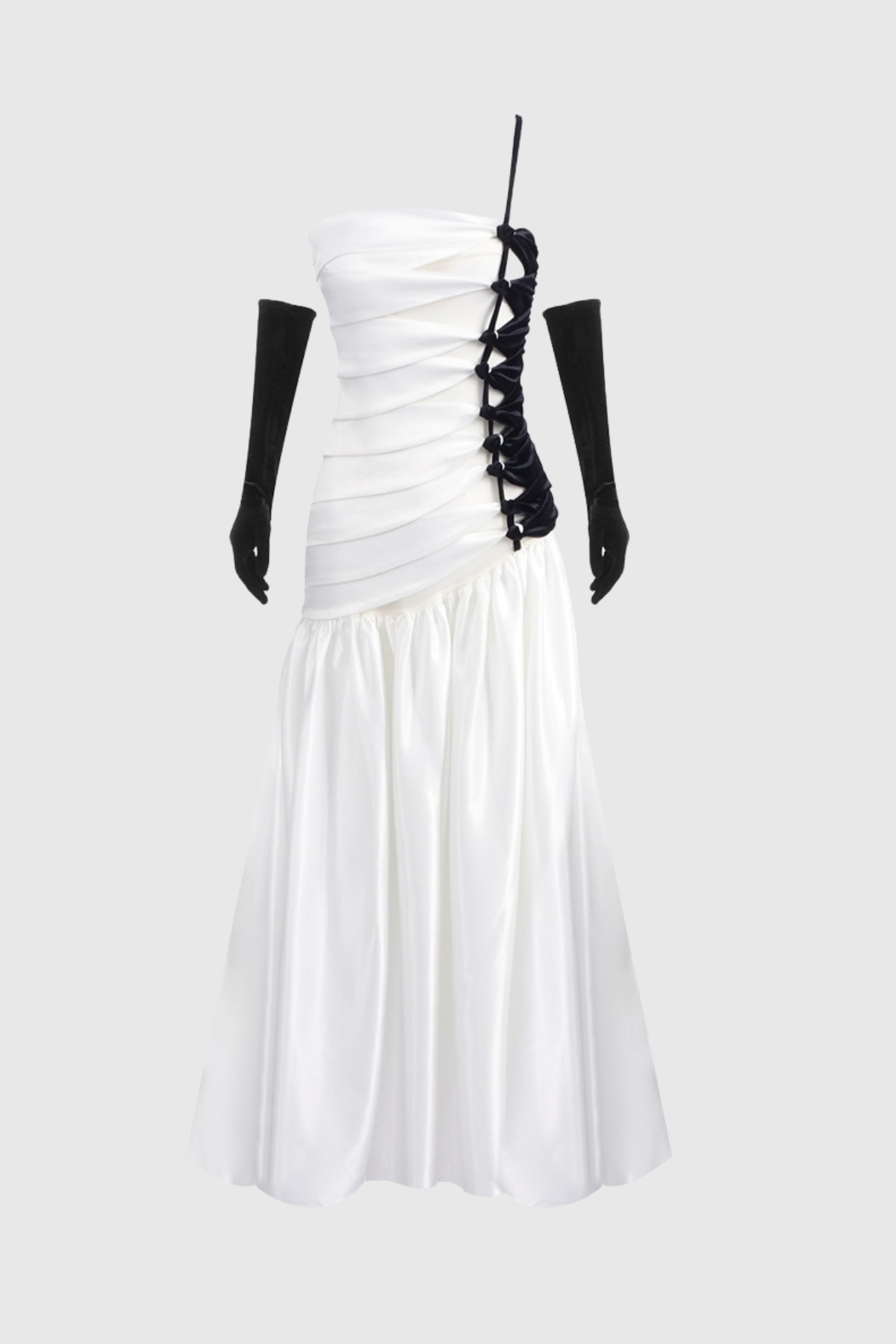 Bakarne Satin Braided Rope Maxi Dress