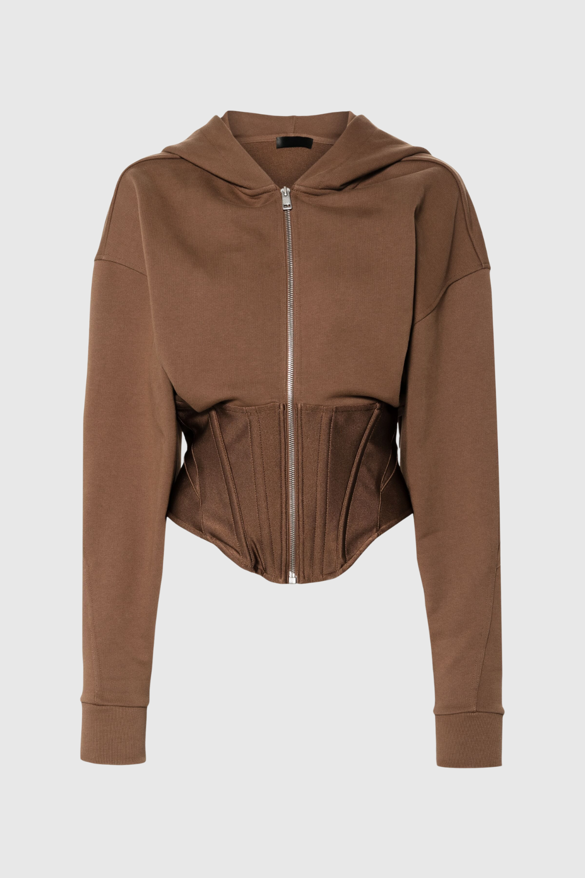 Felio Fishbone Hooded Jacket In Brown