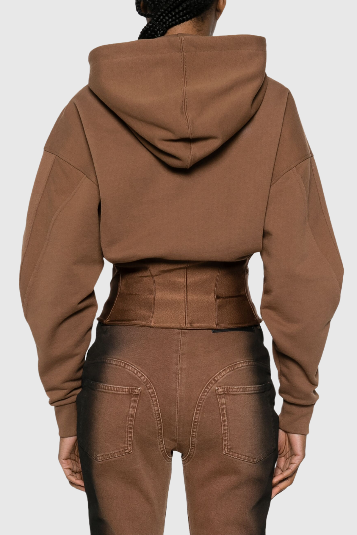 Felio Fishbone Hooded Jacket In Brown