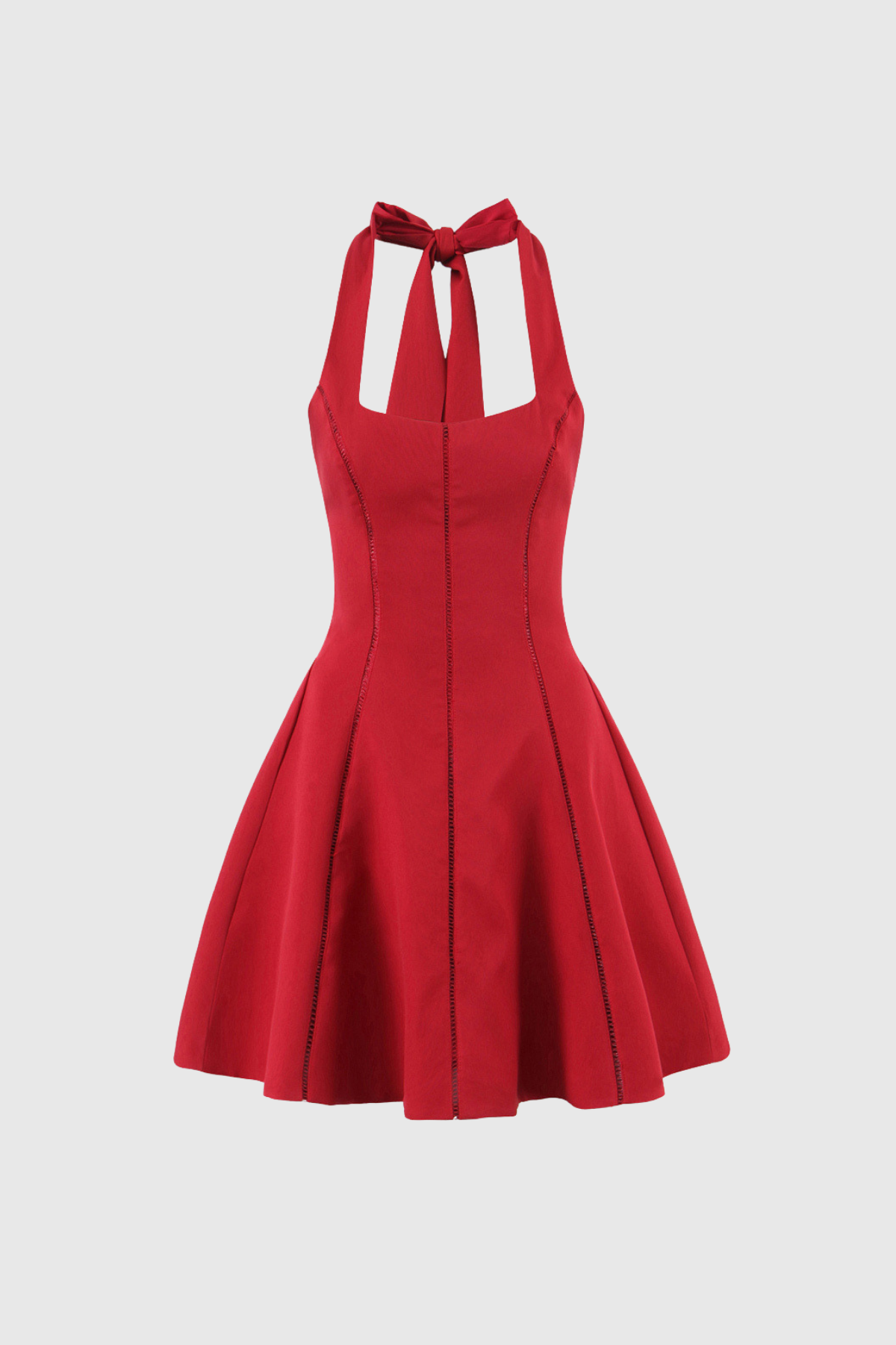 Bahati Halter Neck Ruffle Mini Dress In Red