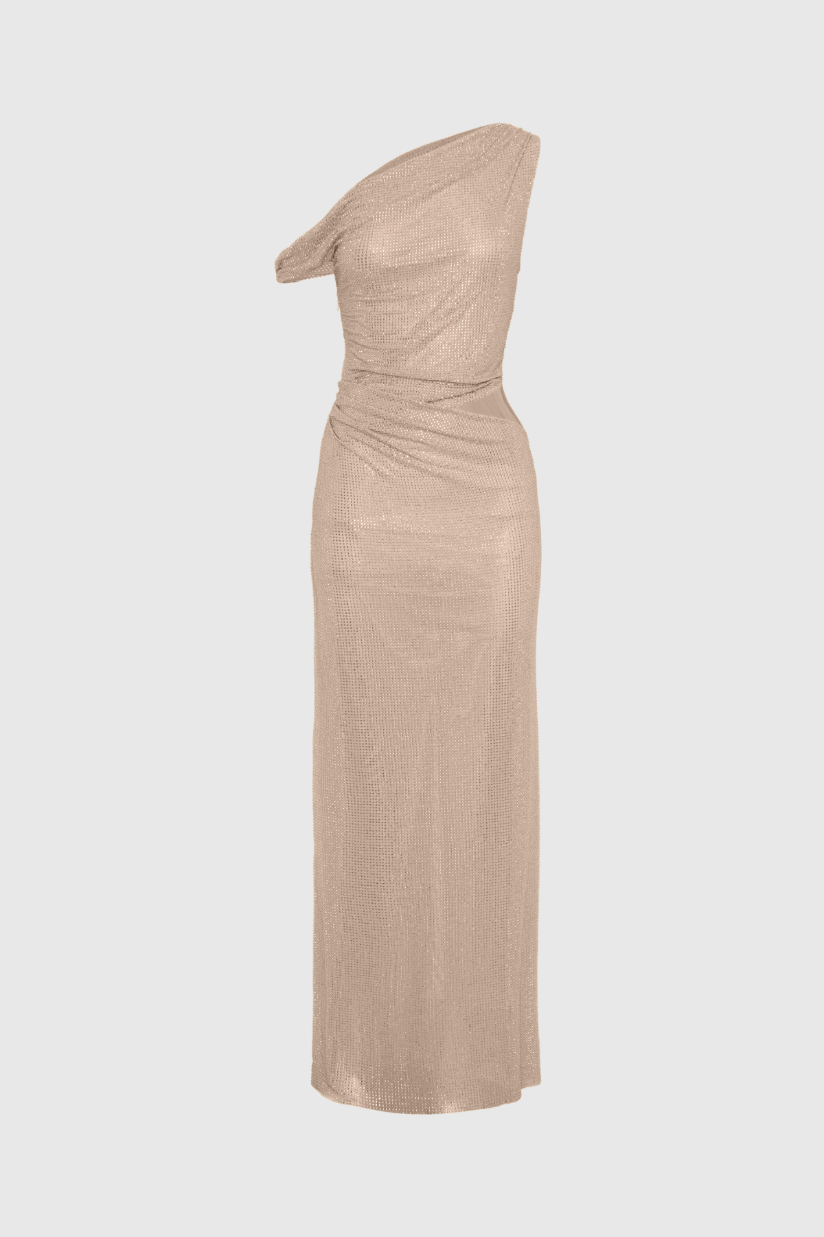 Emeka Diamante One Shoulder Dress In Apricot