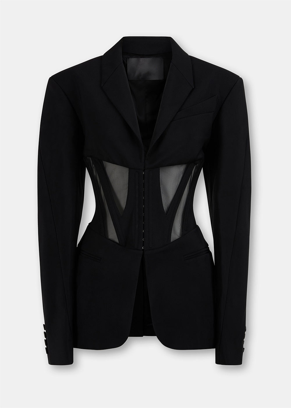 Riggs Paneled Mesh Lapel Blazer In Black