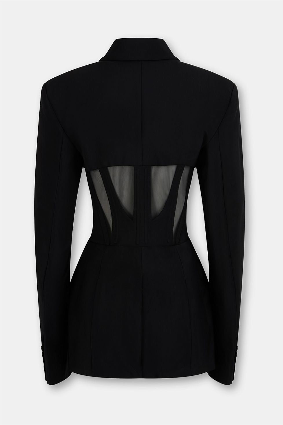 Riggs Paneled Mesh Lapel Blazer In Black