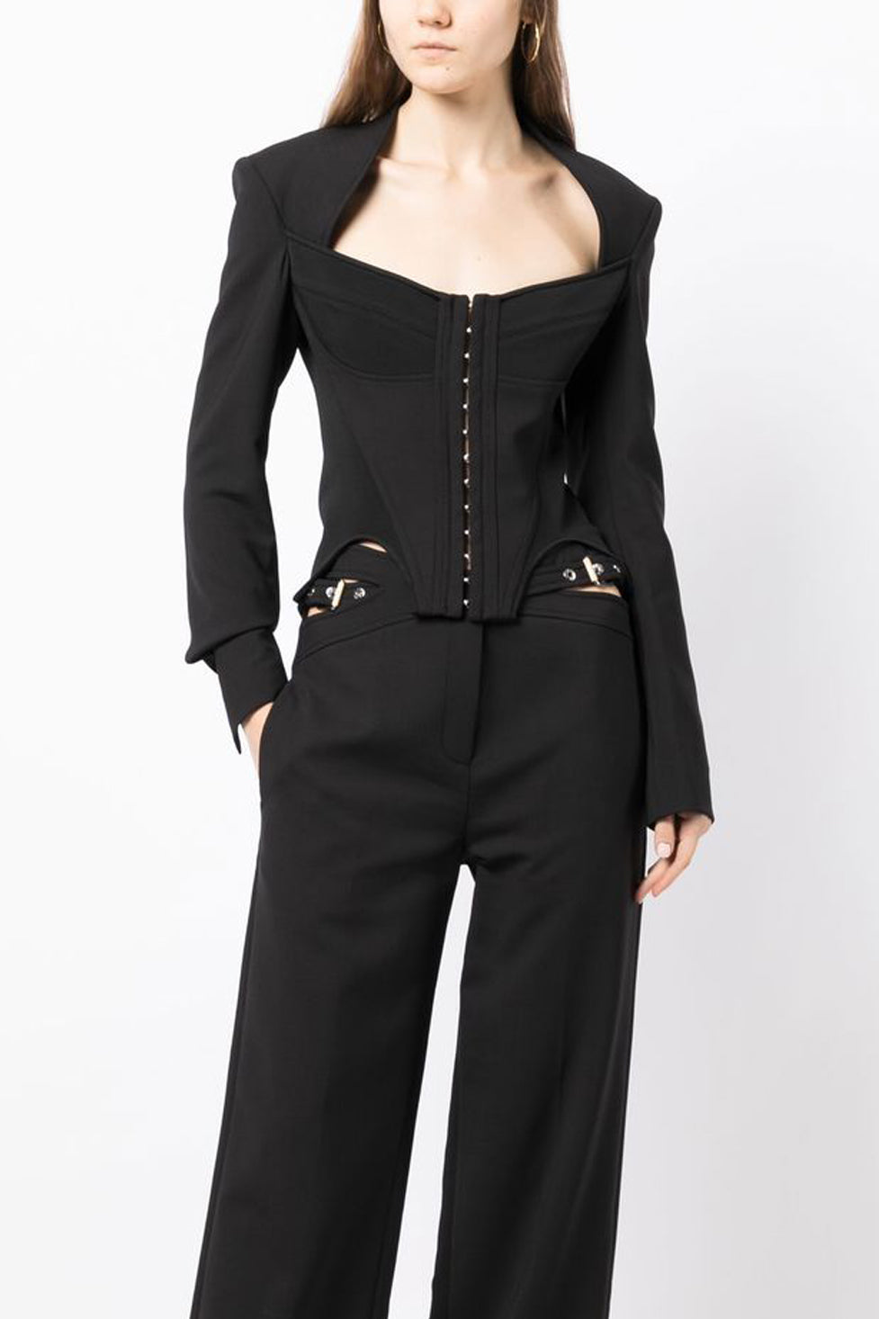 Viveka Long Sleeve Bustier Blazer In Black