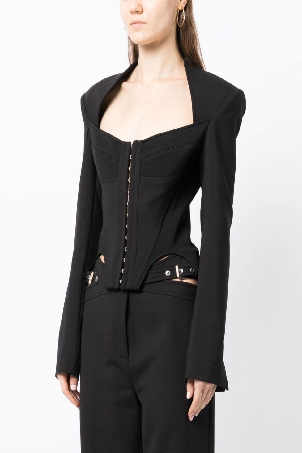 Viveka Long Sleeve Bustier Blazer In Black