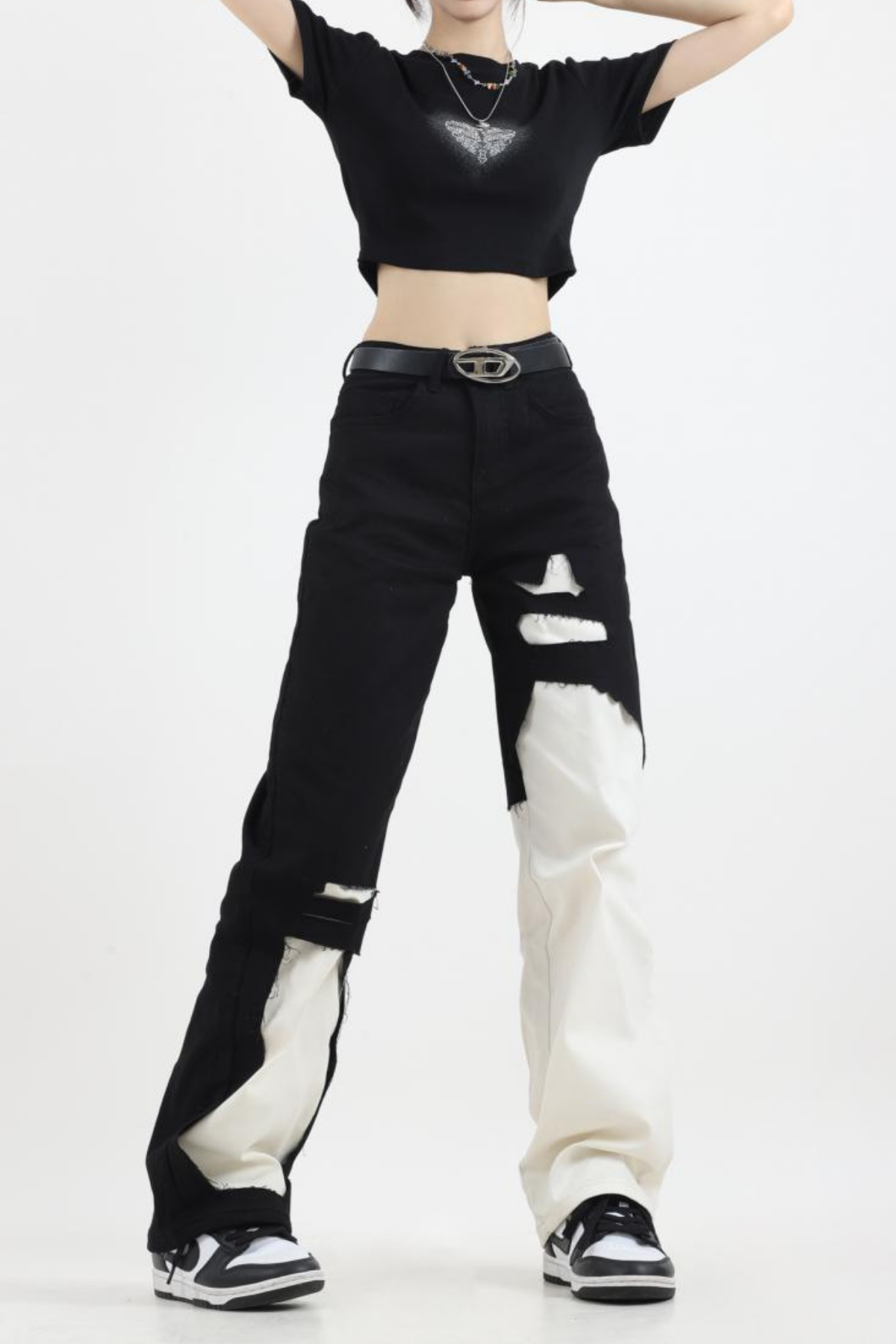 Esai Patchwork Torn Jeans