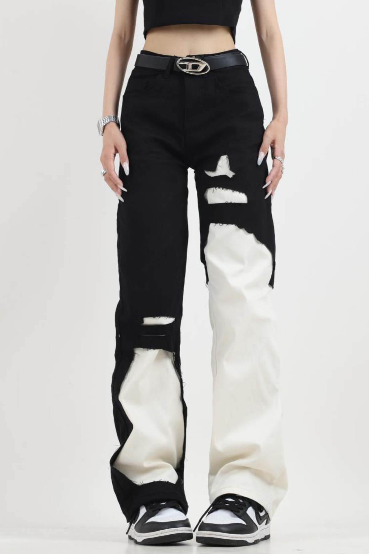 Esai Patchwork Torn Jeans