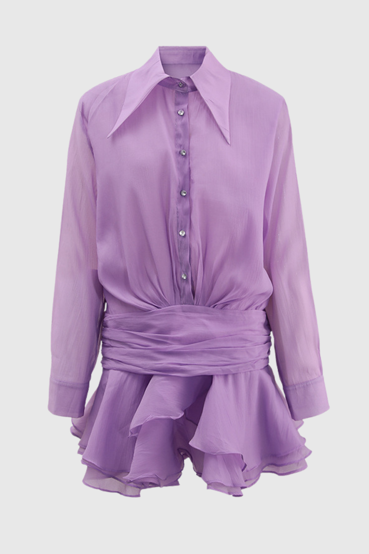 Hoyt Ruched Ruffle Mini Dress In Purple