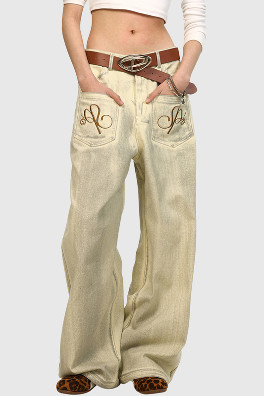 Camelia Bleached Straight Jeans