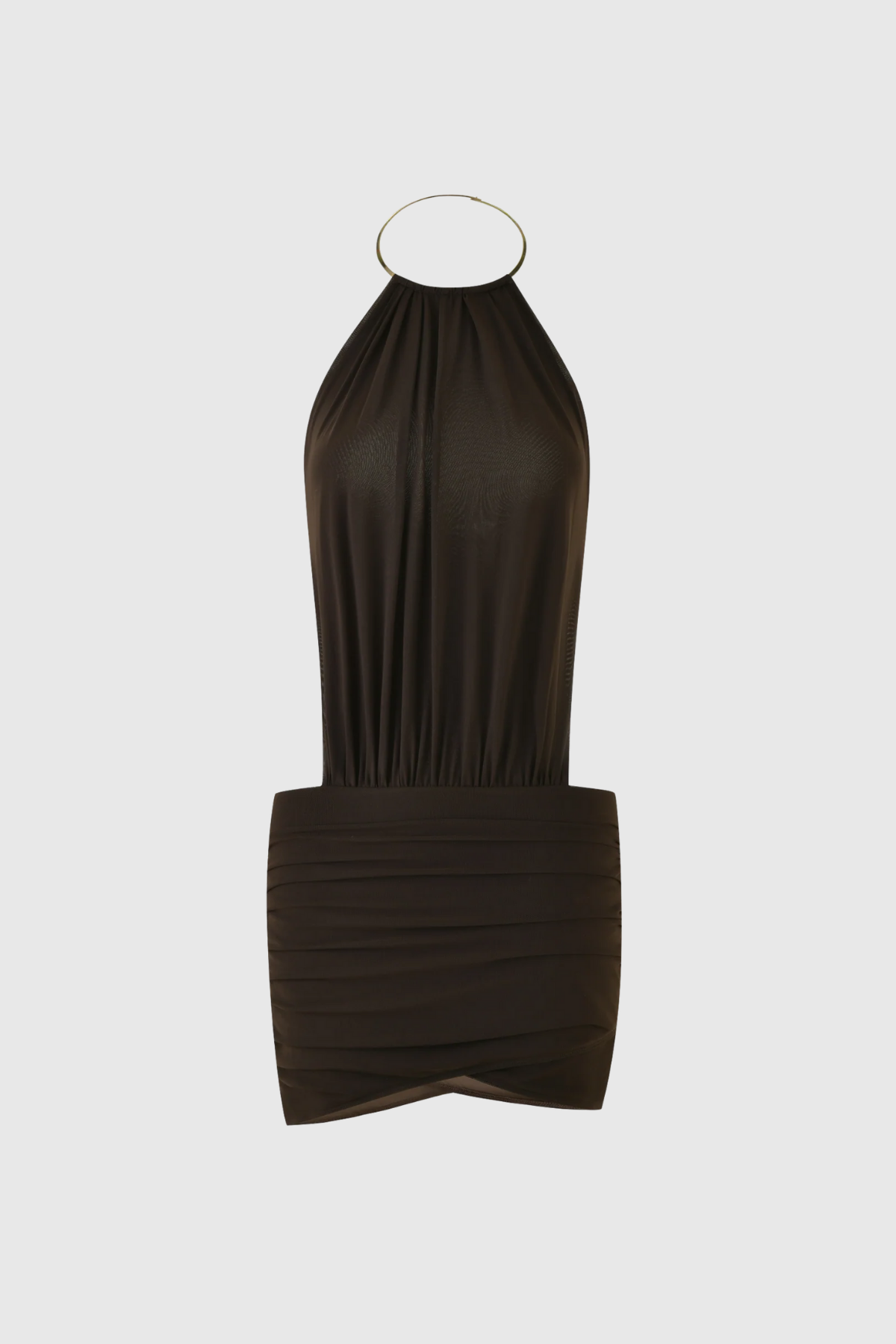 Chizuru Halter Neck Backless Ruch Mini Dress