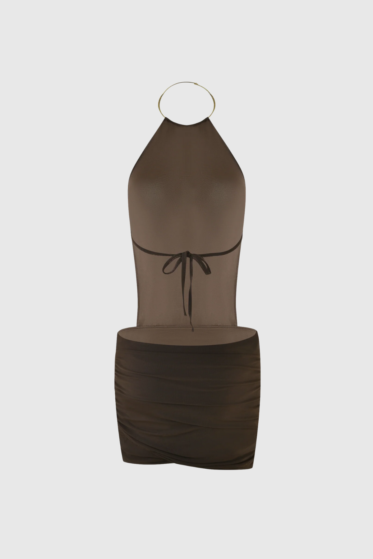 Chizuru Halter Neck Backless Ruch Mini Dress